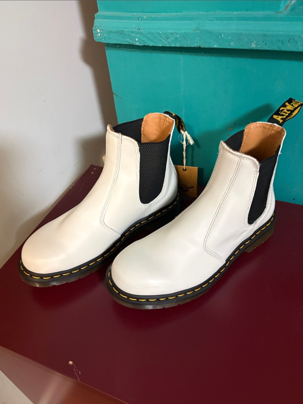 Dr. Martens White Chelsea Combat Boots